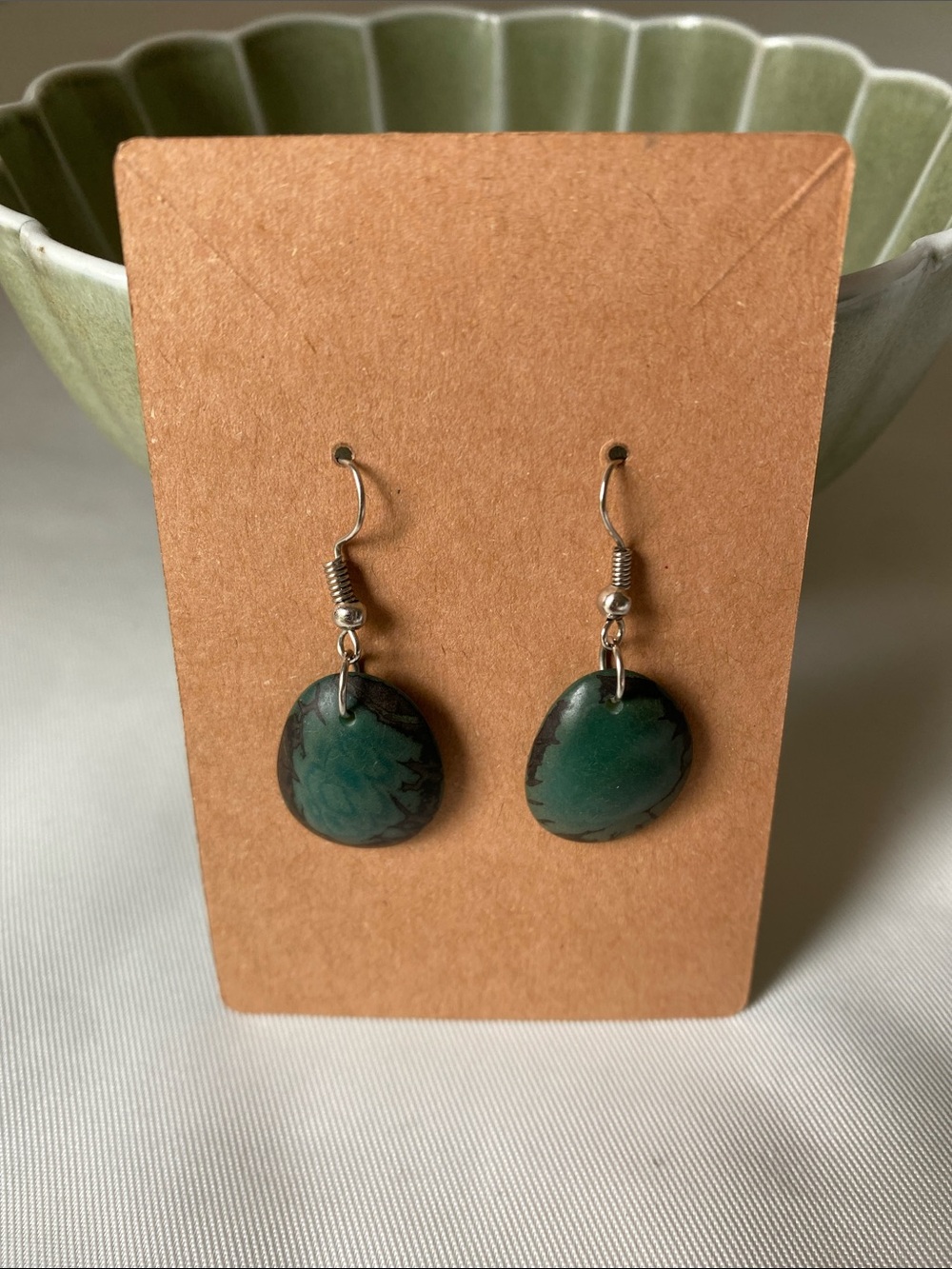 Ten Thousand Villages Green & Black
Tagua Nut dangle earrings